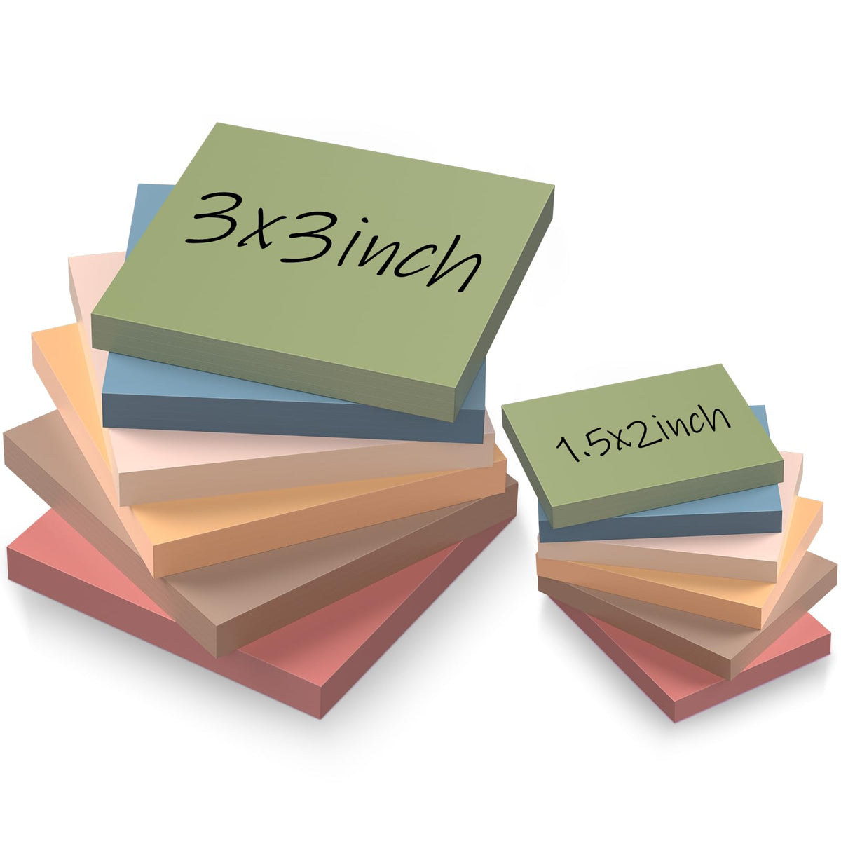 (12 Pack) Sticky Notes 3x3 + 1.5x2 in Small Sticky Note, Self-Sticky Note Pads | Sticks Strong & Removes Clean | Recycled Paper Cute Sticky Notes to School Supplies, Office Products, 6 Colors