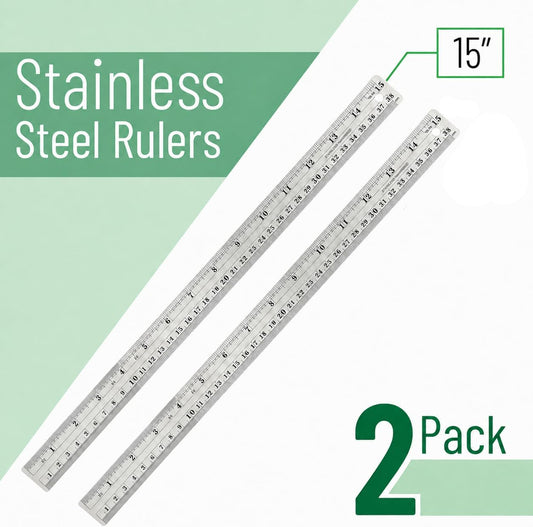 Mr. Pen- Metal Straight Edge Ruler, 2 Pack, 15 Inch