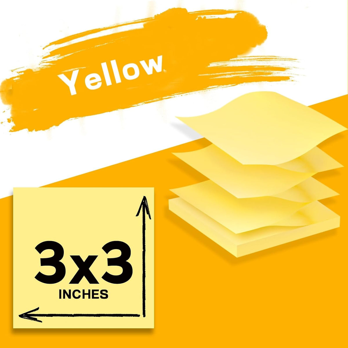 (18 Pads) Pop Up Yellow Sticky Notes 3x3 in, Suitable for Office, School