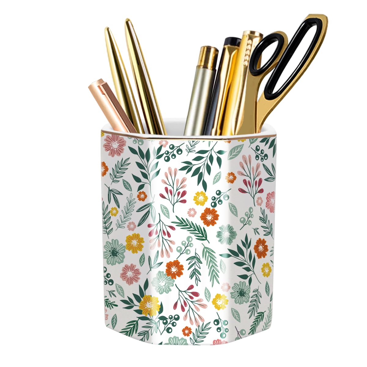 Cute Pen Holder for Desk, Ceramic Pencil Holder Pen Cup Marker Holder Makeup Brush Holders, Desk Accessories & Workspace Organizers for Home, Office, Skull