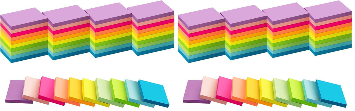 (50 Pads) Sticky Notes 1.5x2, 10 Colors Self Sticky Notes, Sticky Pads