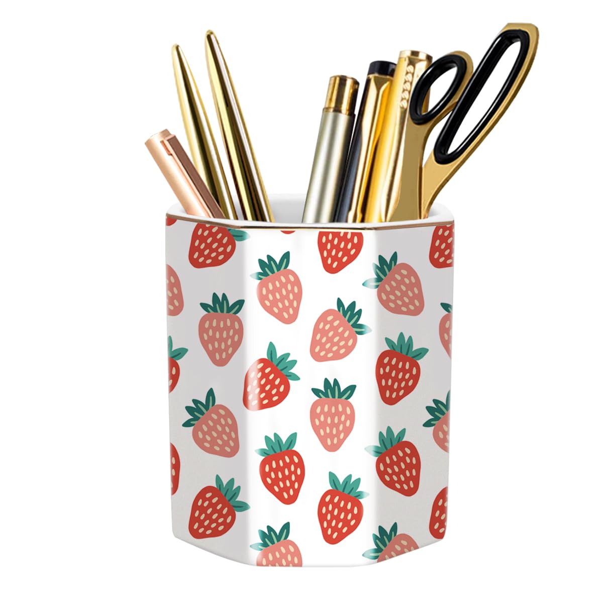Cute Pen Holder for Desk, Ceramic Pencil Holder Pen Cup Marker Holder Makeup Brush Holders, Desk Accessories & Workspace Organizers for Home, Office, Skull