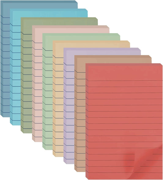 9 Pack Lined Sticky Notes with Lines 4X6 in, Vintage Self- Stick Note Pads