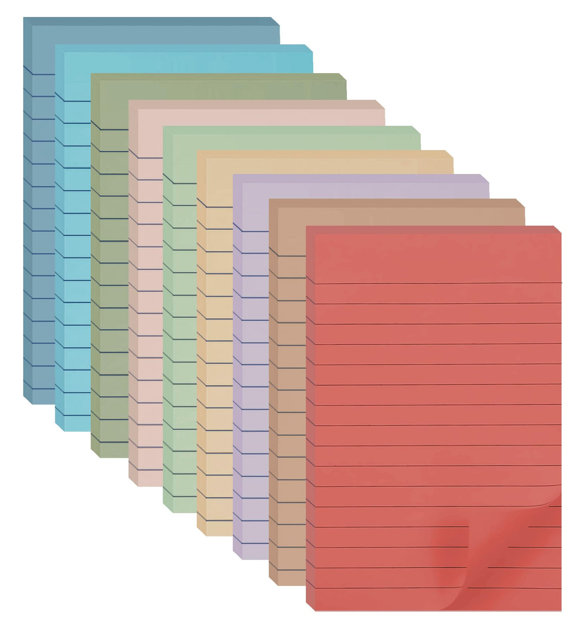 9 Pack Lined Sticky Notes with Lines 4X6 in, Vintage Self- Stick Note Pads