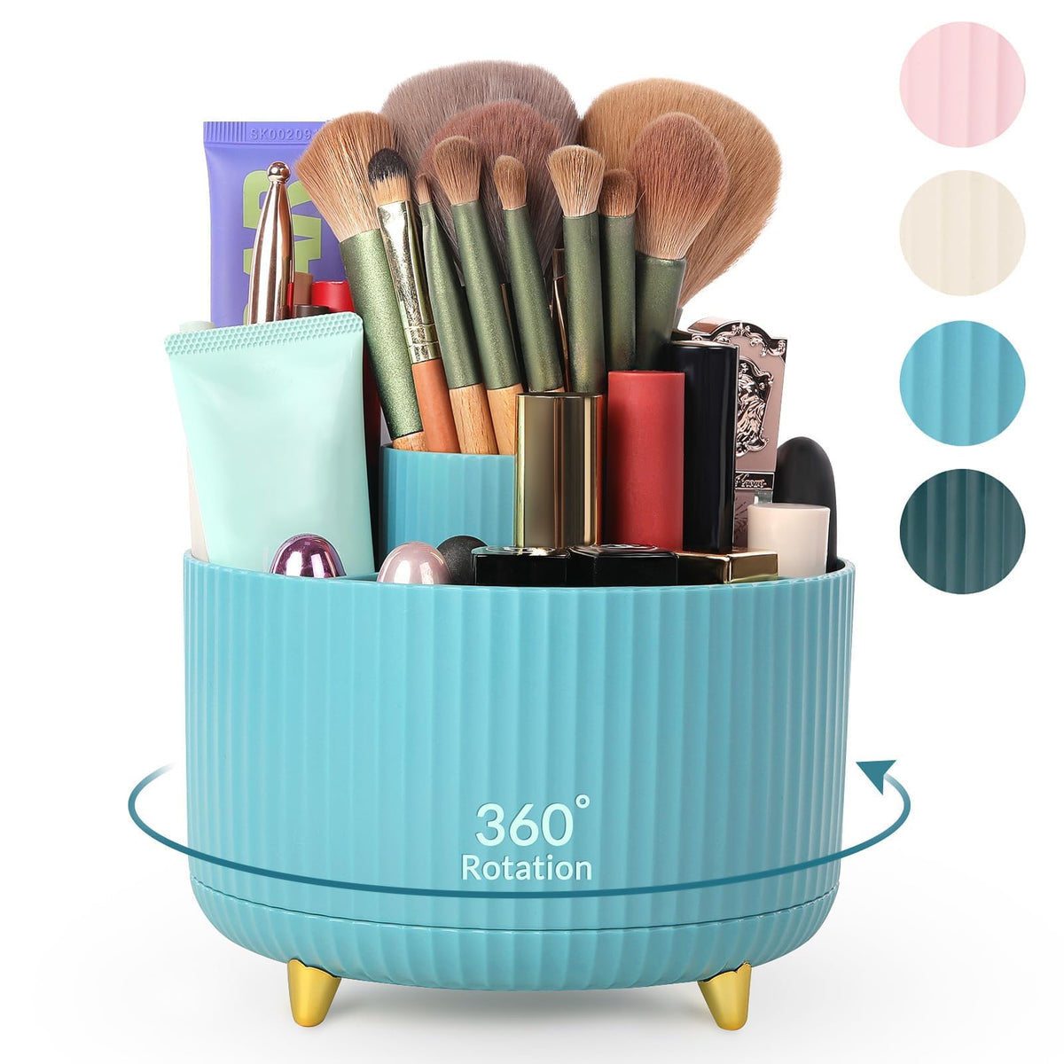 SKYDUE 360 Degree Rotating Desk Organizer, Dual-Purpose Pencil Pen Holder for Desk, Rotating Desk Pen Organizer with 5 Slots, Art Supplies, Pencil Cup for Office, School, Home
