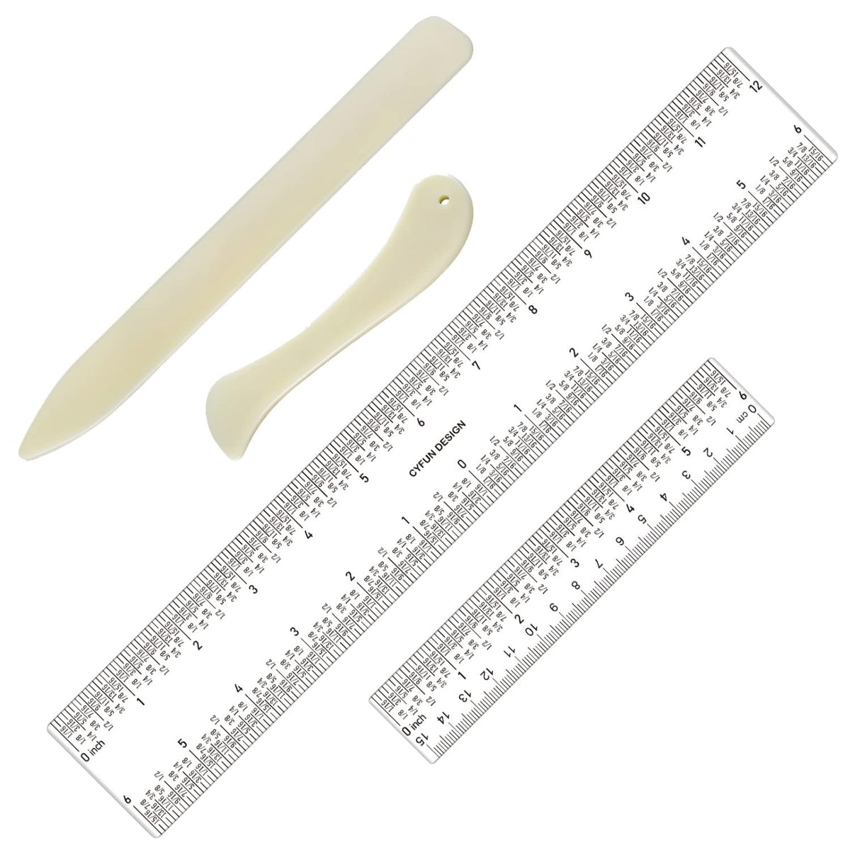 2 PCS 6 Inch /12Inch Clear Acrylic Ruler Zero-Centering Ruler with Inches & Metric Measuring Tool 12" and 6" Inch Straight Edge Rulers for Scrapbooking Card-Making Student School Office Home Tool
