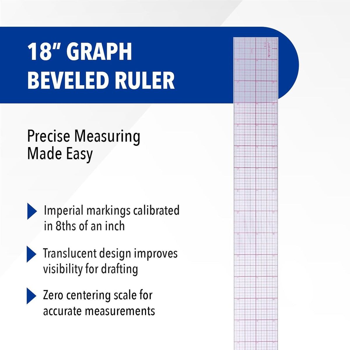 Westcott B-85 18" 8Ths Graph Beveled Ruler