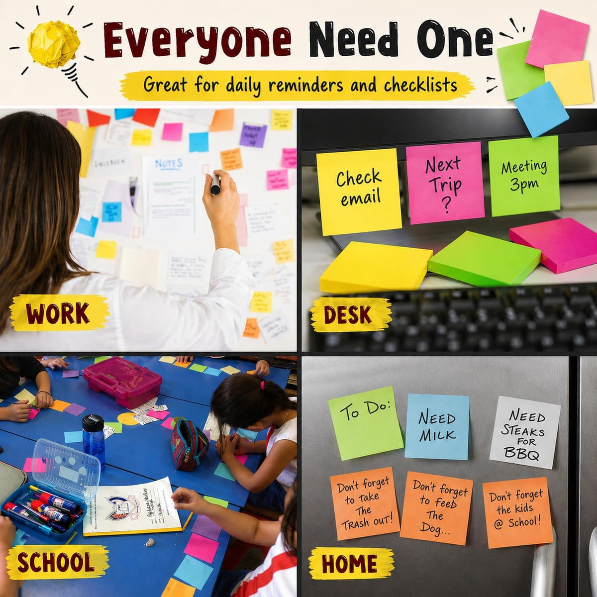 Sticky Notes 3x3, 24 Pads/2400 Sheets, Strong Self-Adhesive Note Pads