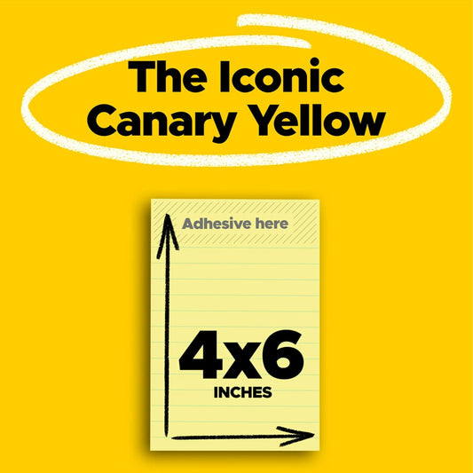 Post-it Super Sticky Lined Notes, 5 Sticky Note Pads, 4 x 6 in., School Supplies for Students, Ideal for Textbooks, Notebooks, Walls and Vertical Surfaces, Canary Yellow