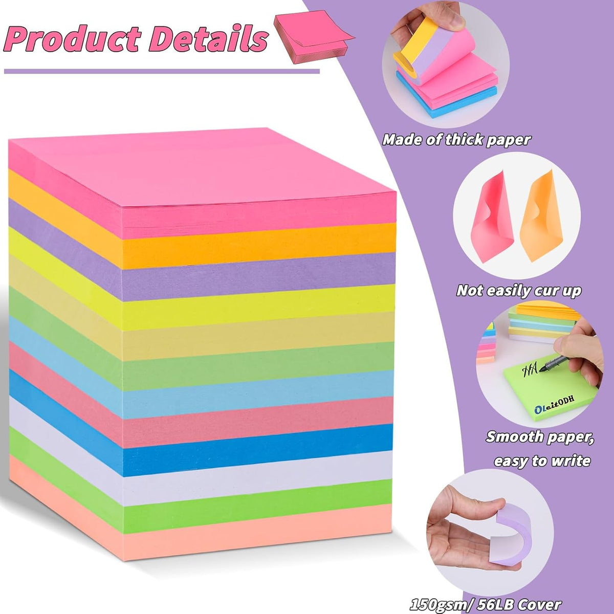 60 Pack Sticky Notes Bulk 3x3 Inch 12 Colors Self Stick Memo Pads