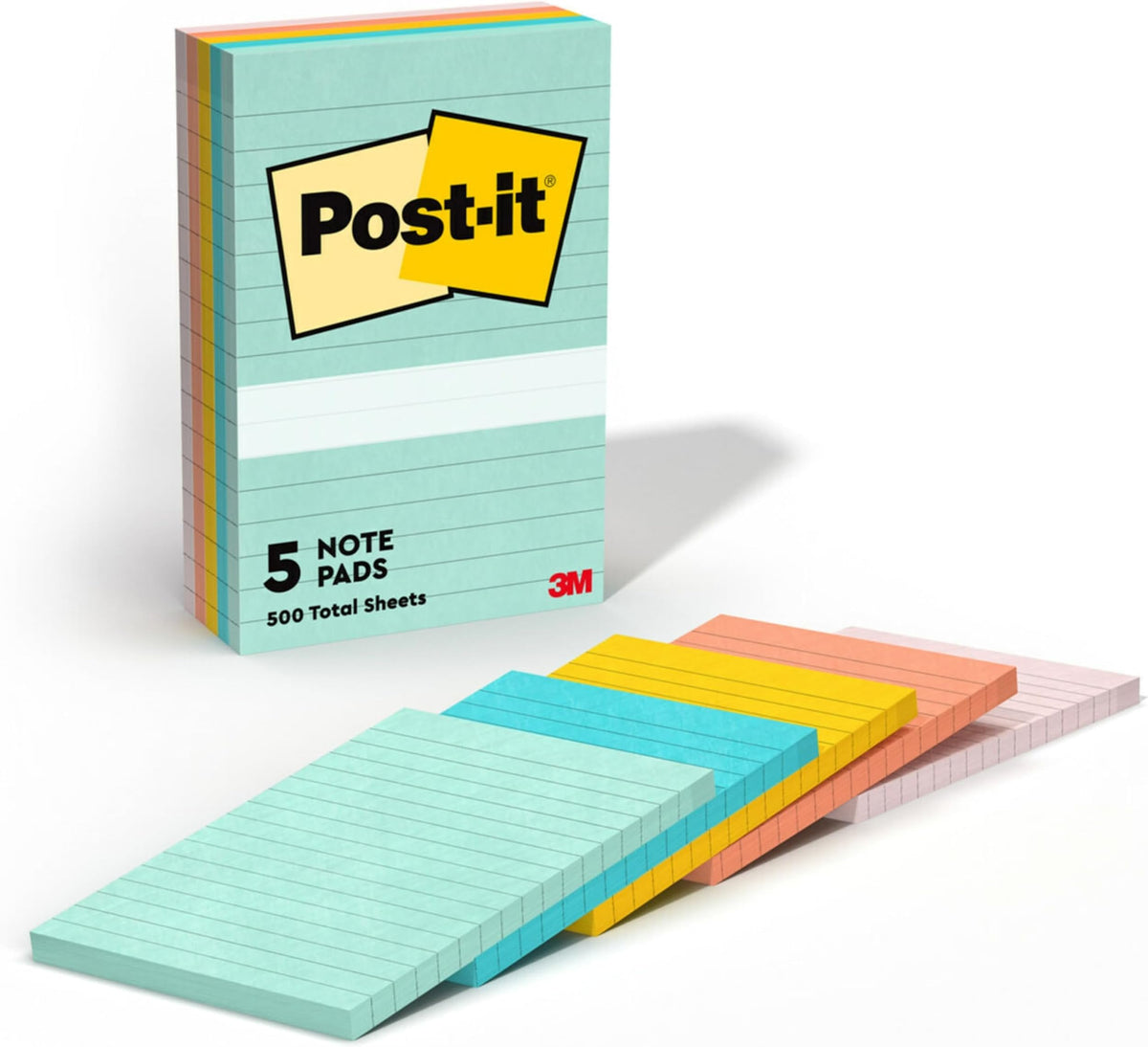 Post-it Notes, 4 x 6 in, Beachside Café Collection, 5 Lined Pads