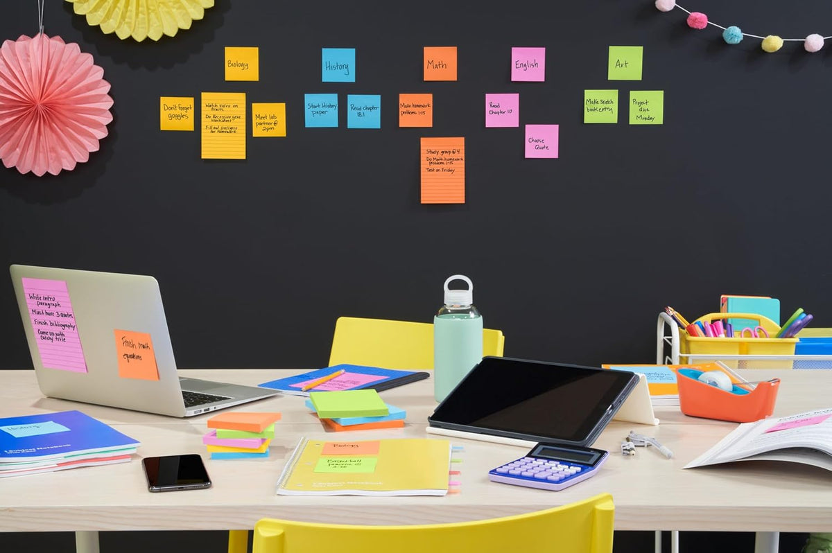 Post-it Super Sticky Notes, 6 x 4 in, Neon Fizz, 8 Pads, 45 Sheets/Pad