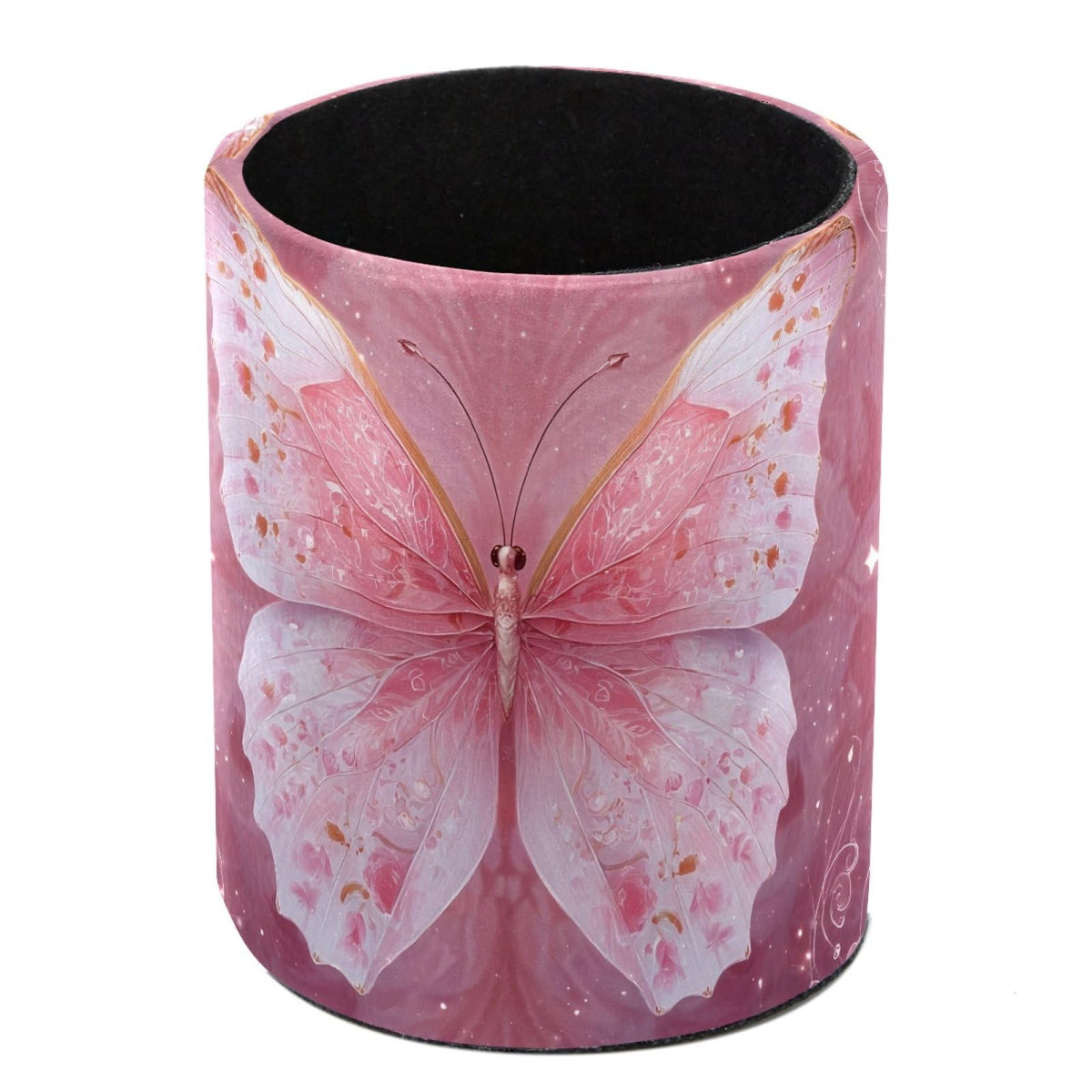 Leather Pen Holder for Desk, Birds Branches Butterflies Pencil Cup Pen Organizer Makeup Brush Holder for Office Home Kids Countertop Desk Accessory Storage