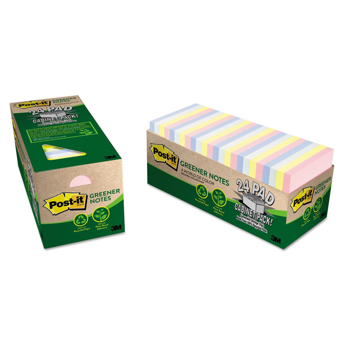 Post-it Greener Notes, 3x3 in, 24 Pads, America's #1 Favorite Sticky Notes, Sweet Sprinkles Collection, Pastel Colors, Clean Removal, 100% Recycled Material (654R-24CP-AP)