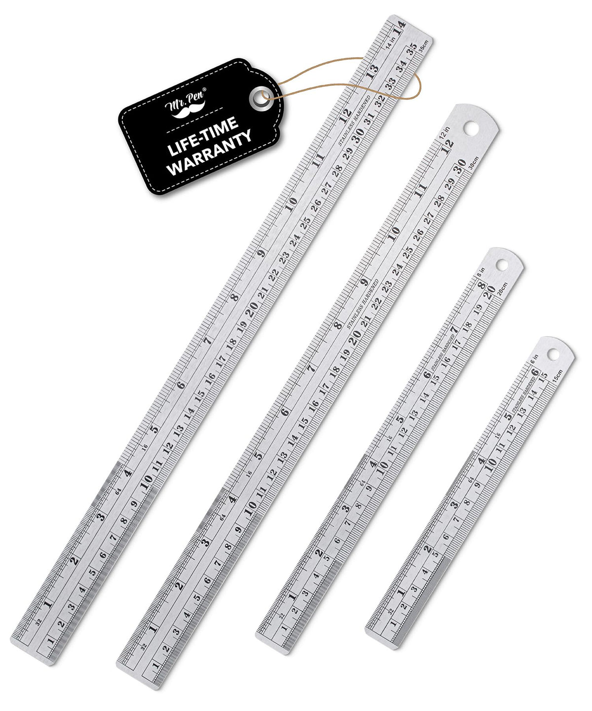 Mr. Pen- Metal Straight Edge Ruler, 2 Pack, 15 Inch