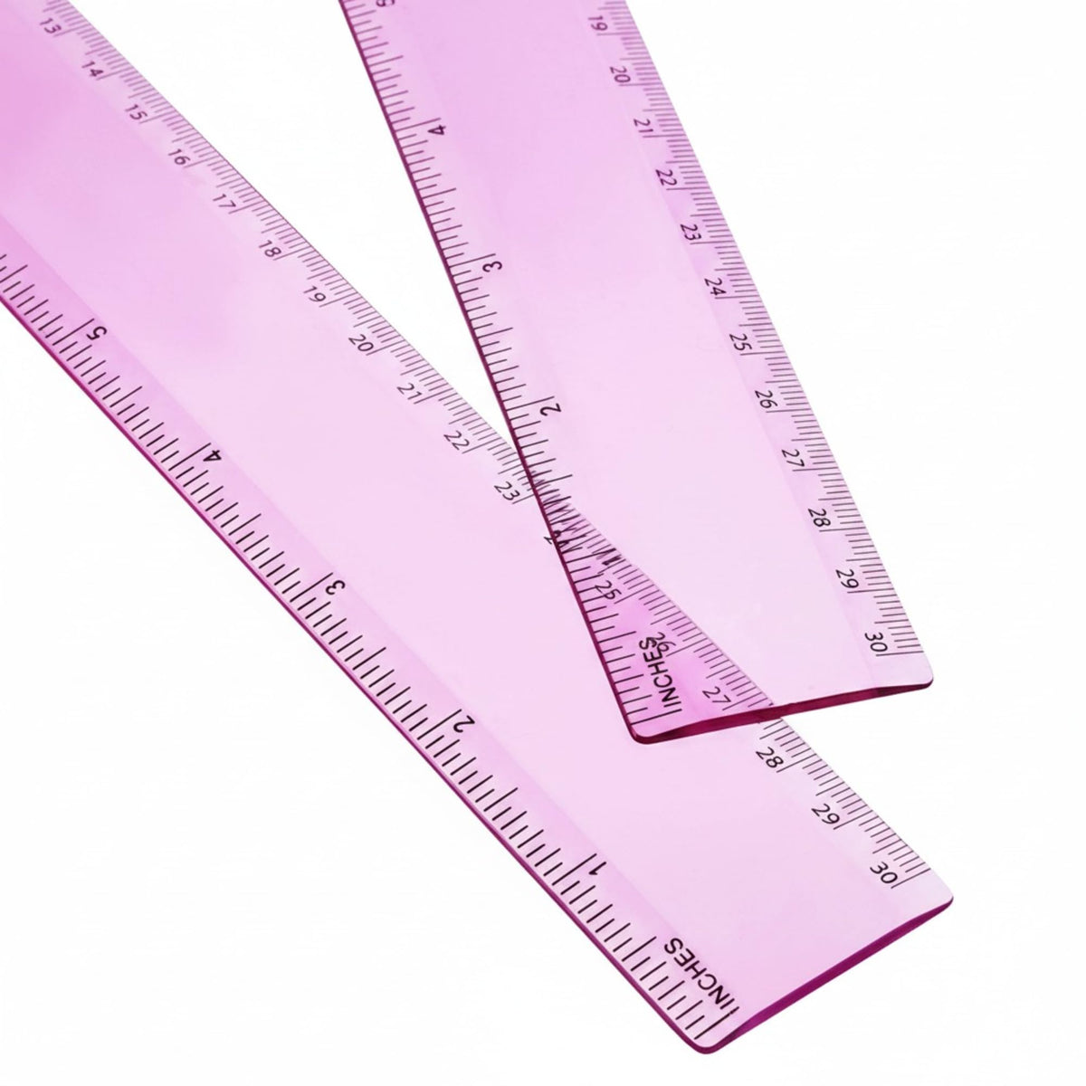 EBOOT 2 Pack Plastic Ruler Straight Clear Measuring Tool, Pink, 12 Inch
