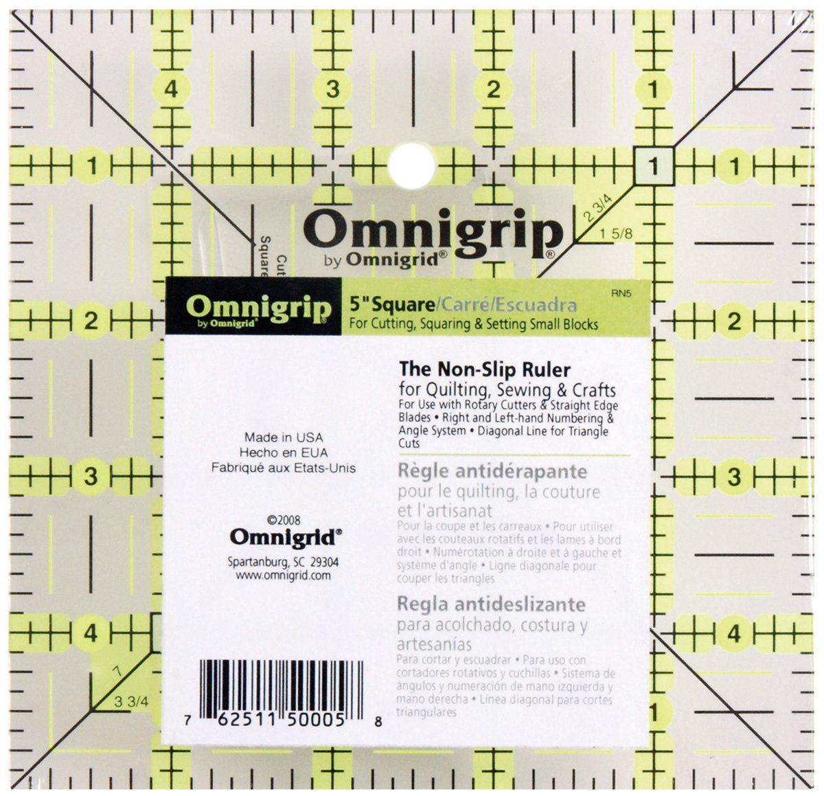 Omnigrip 2-1/2" x 18" Non-Slip Rectangle Quilting Ruler by Omnigrid