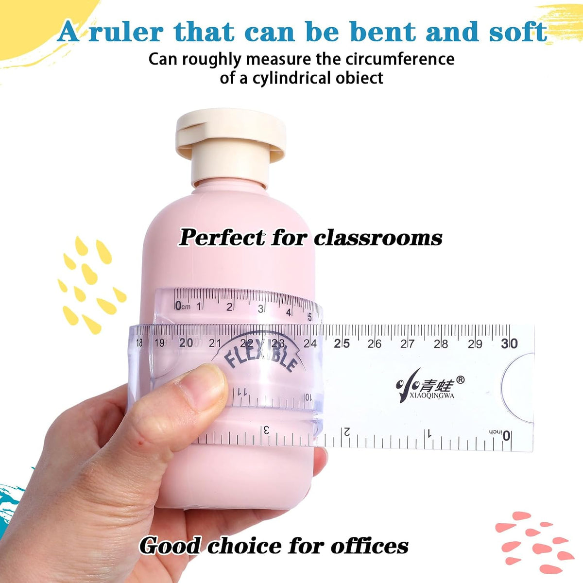 2 Pcs Flexible Ruler, 12 Inch Clear Plastic Ruler with Centimeters and Inches Soft Bendable Rulers for Kids and Adults Home School Office Measuring Drafting Tools