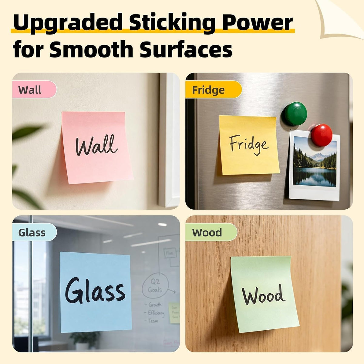 Sticky Notes 3x3 in, 36 Pads, 3600 Sheets, 100 Sheets/Pad, 4 Bright Color