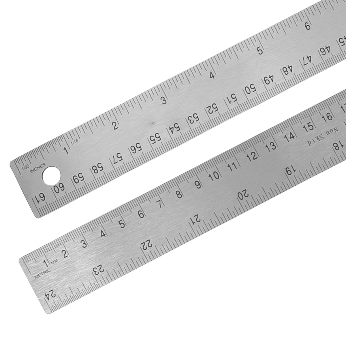 Pacific Arc Stainless Steel 12 Inch Metal Ruler Non-Slip Cork Back, with Inch and Metric Graduations