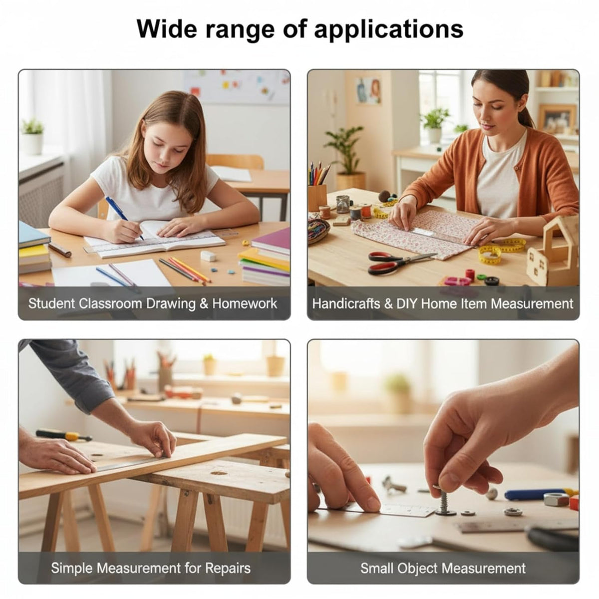 EBOOT 2 Pcs Clear Plastic Ruler Straight Ruler for School, 12 Inch