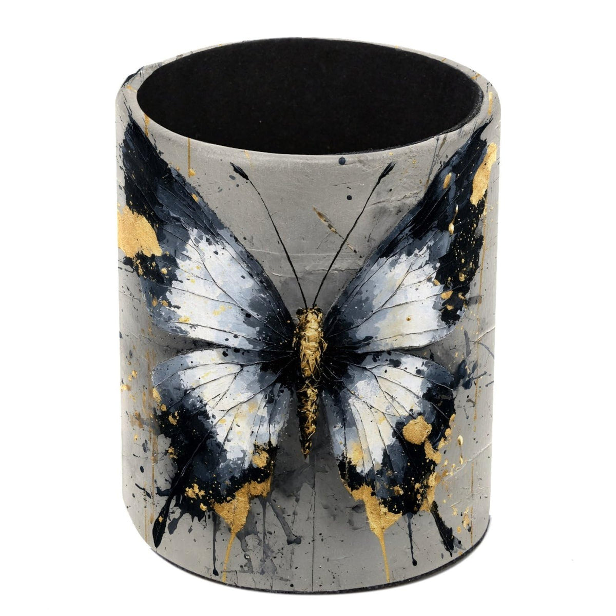 Leather Pen Holder for Desk, Birds Branches Butterflies Pencil Cup Pen Organizer Makeup Brush Holder for Office Home Kids Countertop Desk Accessory Storage