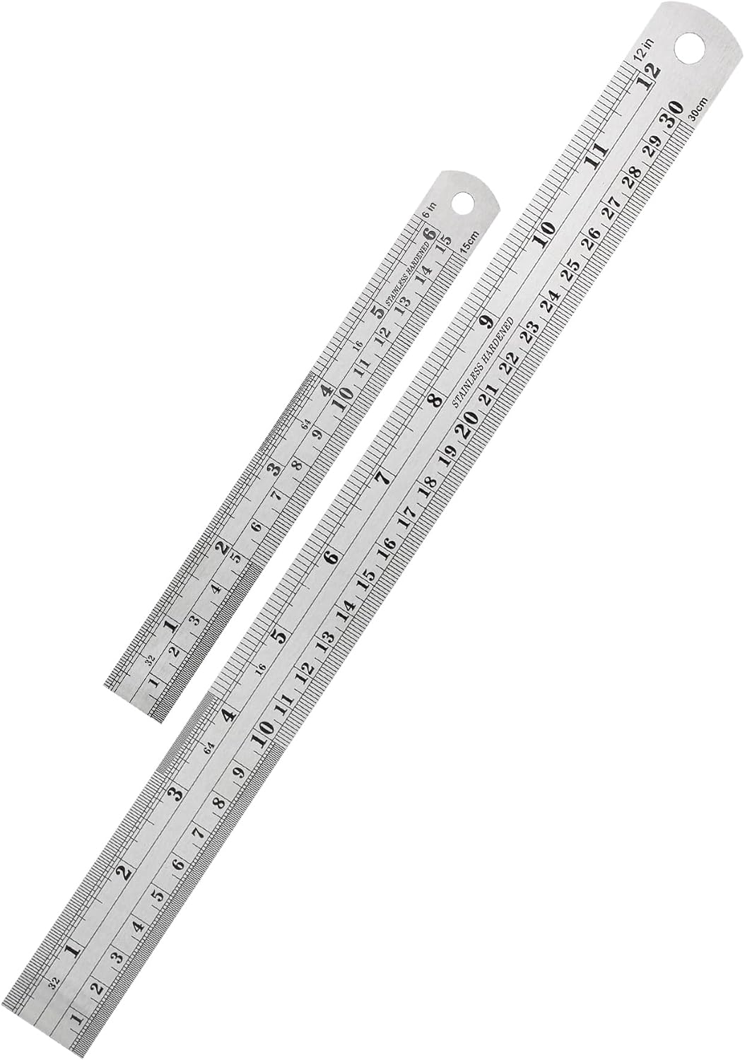 Mr. Pen- Metal Straight Edge Ruler, 2 Pack, 6" and 12", Silver