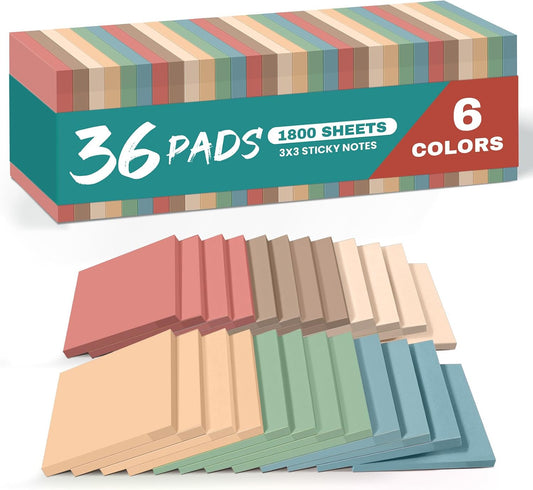 Taja 36 Pads Sticky Notes, 3x3 Inch, Aesthetic Self-Stick Notes, Vintage