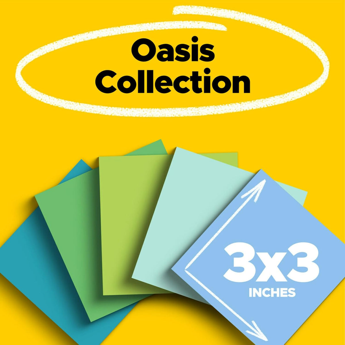 3M MMM654R5SST 3 x 3 in. Post-it Super Sticky Adhesive Note, Assorted Oasis - Pack of 5