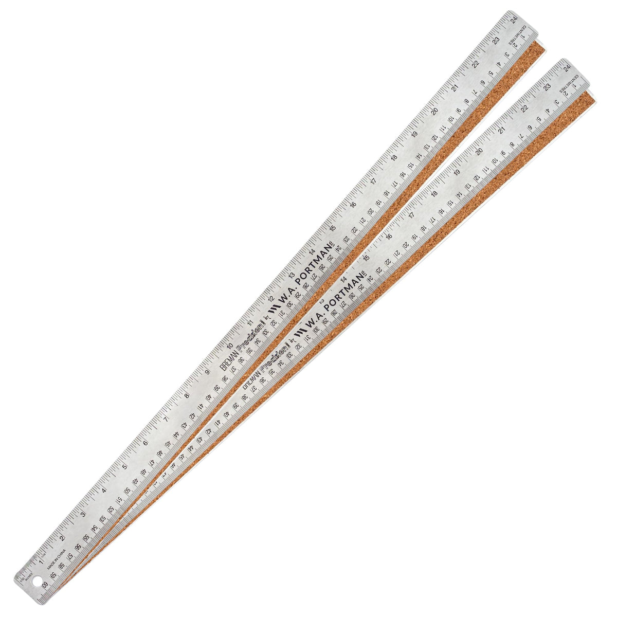 WA Portman Metal Ruler 12'', Metric Edge Corkback Stainless Steel Ruler