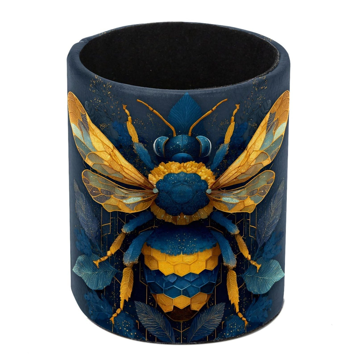 Leather Pen Holder for Desk, Birds Branches Butterflies Pencil Cup Pen Organizer Makeup Brush Holder for Office Home Kids Countertop Desk Accessory Storage