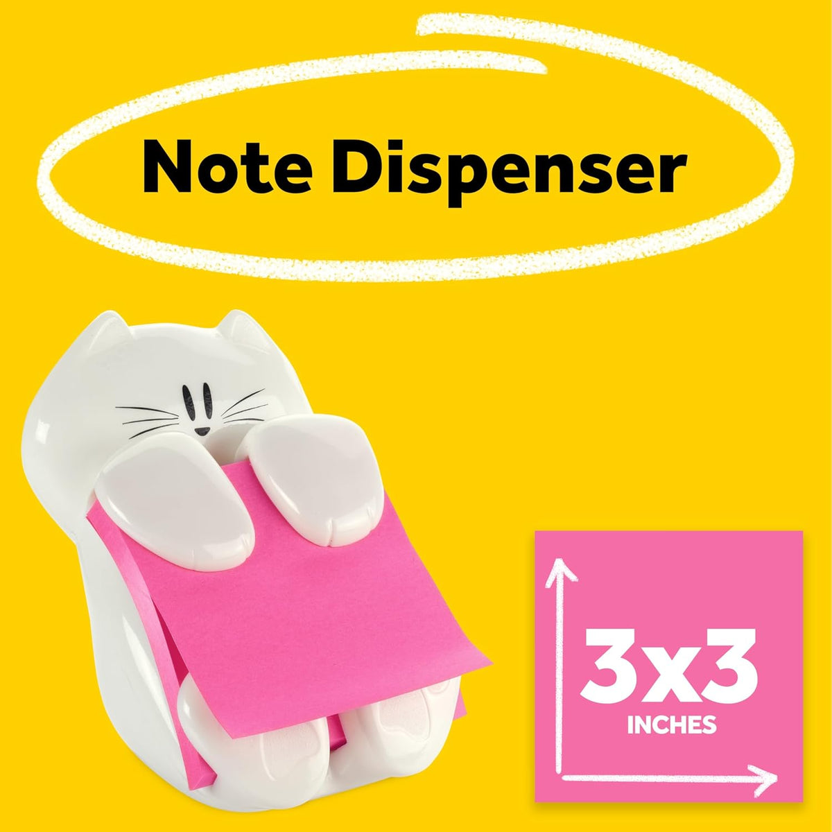 Post-it Note Dispenser, White Cat Design, 1 Dispenser, 1 Pad, 45 Sheets