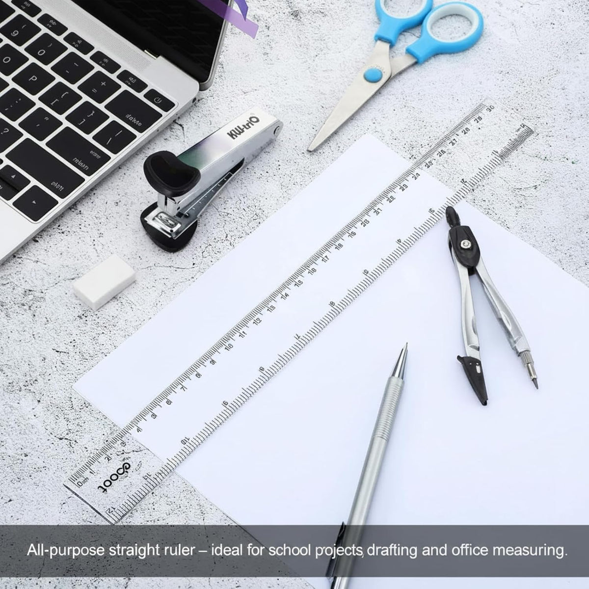 Eboot 20 Pack 12 in Clear Plastic Rulers Bulk for Classroom, School, Office