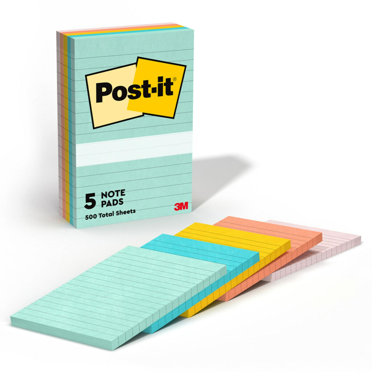 Post-it Notes, 4 x 6 in, Beachside Café Collection, 5 Lined Pads