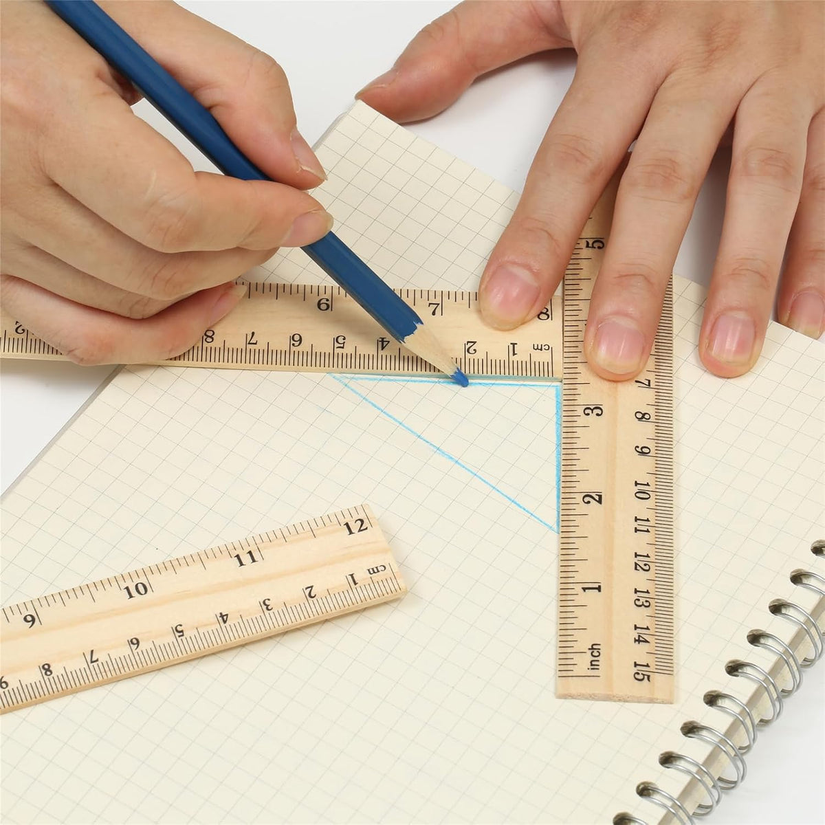 3 Pack Wooden Ruler Set, 6, 8, 12 Inch Rulers, High-Quality Metric Ruler, Easy to Read, mm, Sturdy and Durable Straight Edge for Drawing, Home, Office, Engineering