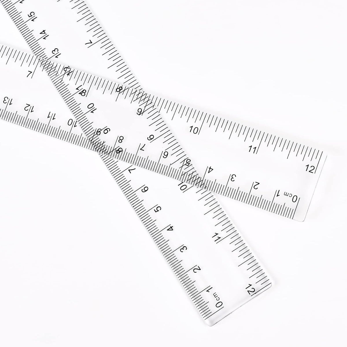 Unjoo Clear Plastic Ruler 12 Inch Straight Rulers, for School, Office, 2pcs