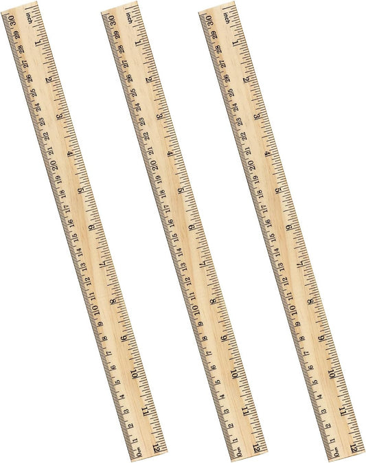 ZZTX 3 Pack Wooden Ruler 12 Inch（30 cm)