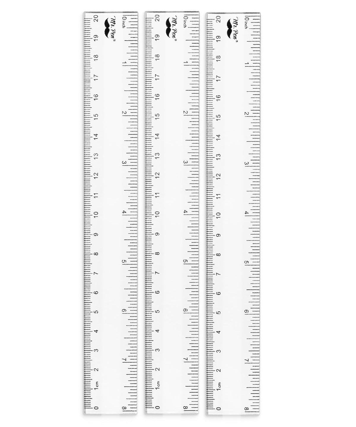 Mr. Pen- Plastic Ruler, 8 Inch, 3 Pack, Easy-to-Read Markings