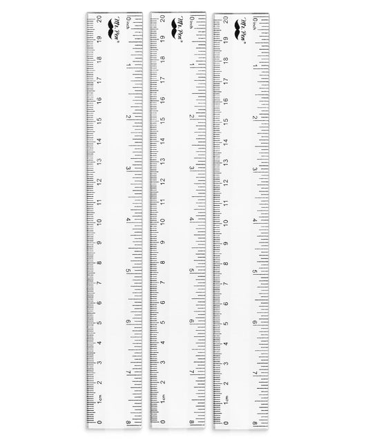 Mr. Pen- Plastic Ruler, 8 Inch, 3 Pack, Easy-to-Read Markings