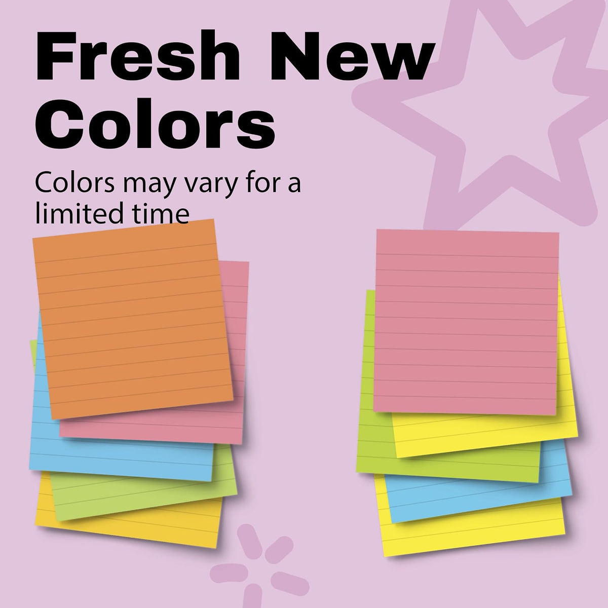 Post-it Super Sticky Notes, 4 x 4 in, Neon Fizz, 6 Lined Pads