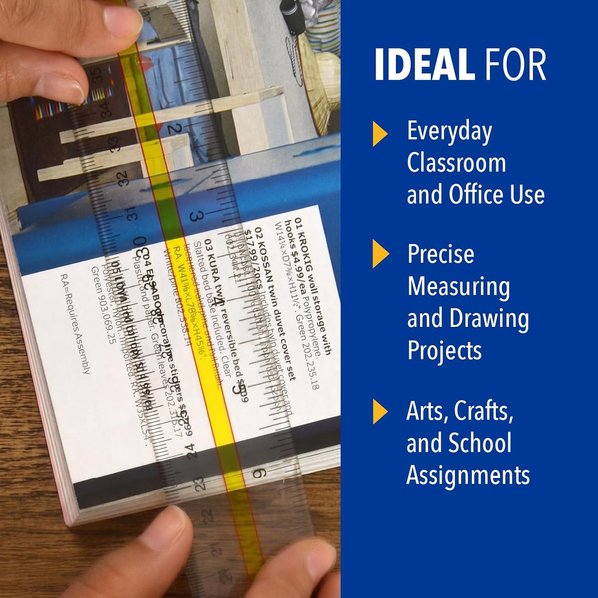 Westcott Acrylic Data Highlight Reading Ruler With Tinted Guide, 15" Clear