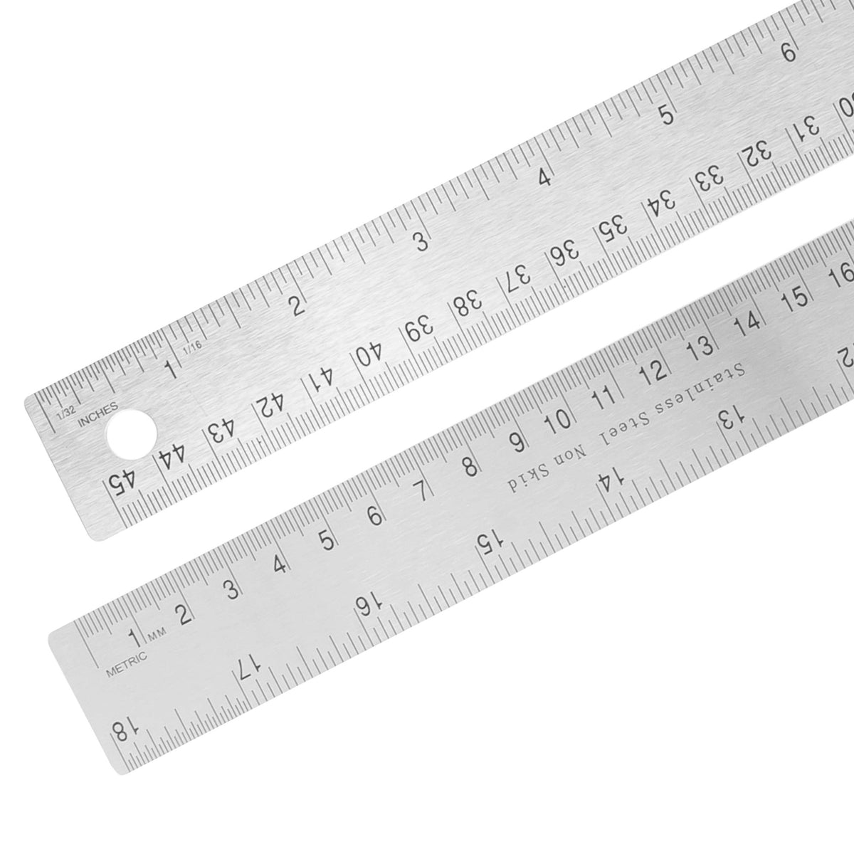 Pacific Arc Stainless Steel 12 Inch Metal Ruler Non-Slip Cork Back, with Inch and Metric Graduations