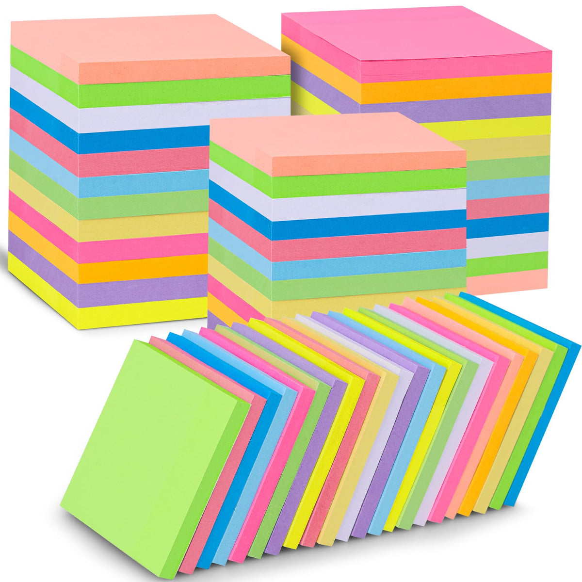 60 Pack Sticky Notes Bulk 3x3 Inch 12 Colors Self Stick Memo Pads