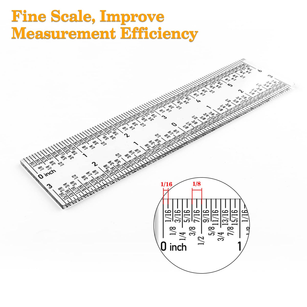 2 PCS 6 Inch /12Inch Clear Acrylic Ruler Zero-Centering Ruler with Inches & Metric Measuring Tool 12" and 6" Inch Straight Edge Rulers for Scrapbooking Card-Making Student School Office Home Tool