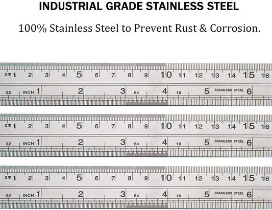 ZZTX Metal Ruler 16 Inches Stainless Steel 1 Pack
