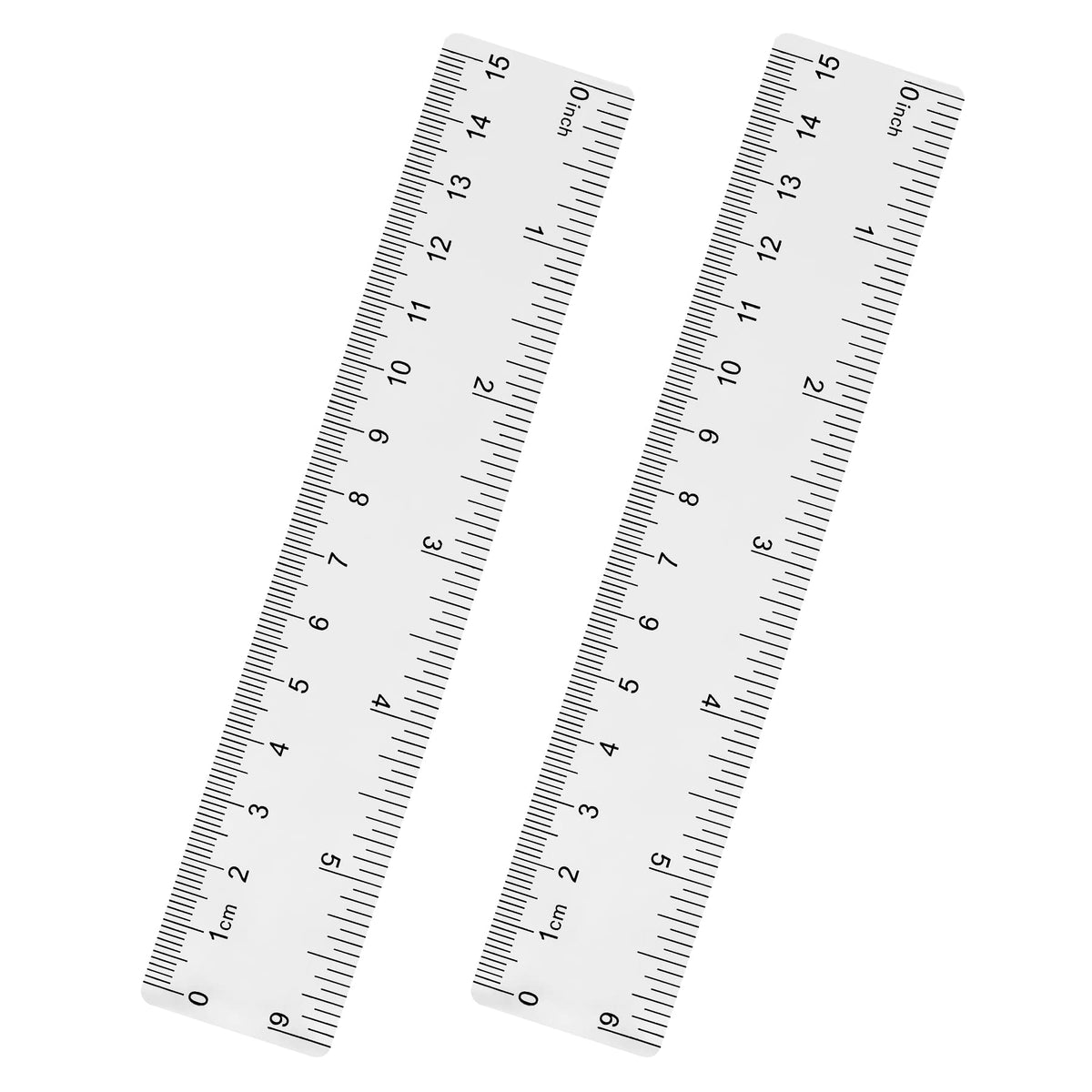Unjoo Clear Plastic Ruler 12 Inch Straight Rulers, for School, Office, 2pcs