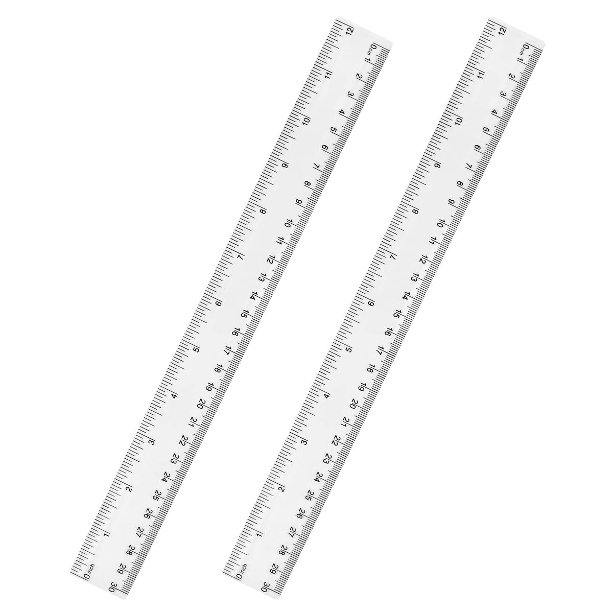 Unjoo Clear Plastic Ruler 12 Inch Straight Rulers, for School, Office, 2pcs