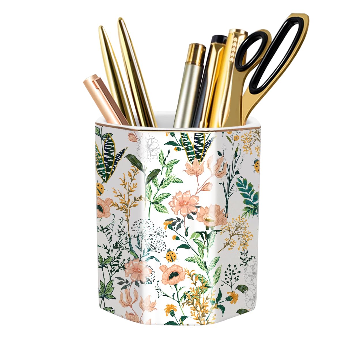 Cute Pen Holder for Desk, Ceramic Pencil Holder Pen Cup Marker Holder Makeup Brush Holders, Desk Accessories & Workspace Organizers for Home, Office, Skull