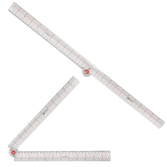 SINGER 24-Inch Folding Ruler with Precision Marking & Grid Lines for Sewing, Quilting, Crafting & Patternmaking - Clear Metric Ruler - Zero-Centering, 15 Increment Quick Angle Ruler, Folds to 12”