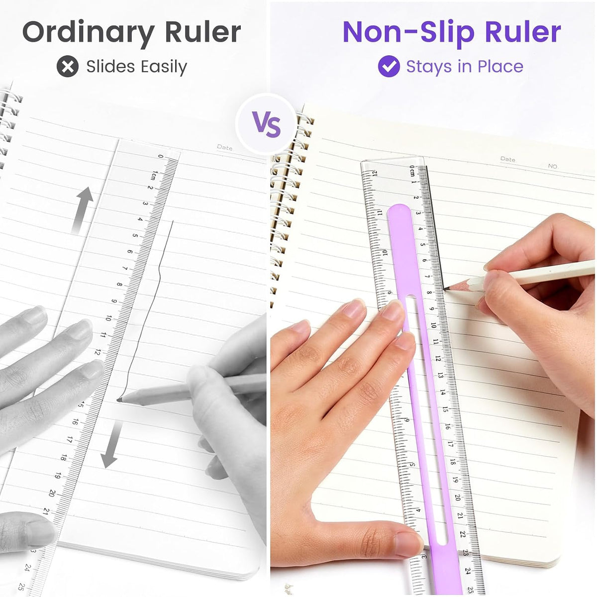 Sooez 3 Pack Ruler 12 Inch, Anti-Slip Clear Rulers for Kids School, Pastels